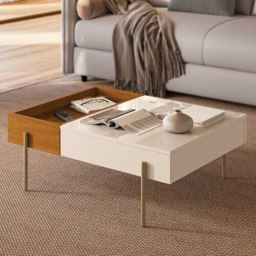 Mesa de Centro Leme c/Bandeja Integrada - Cinamomo/Off White