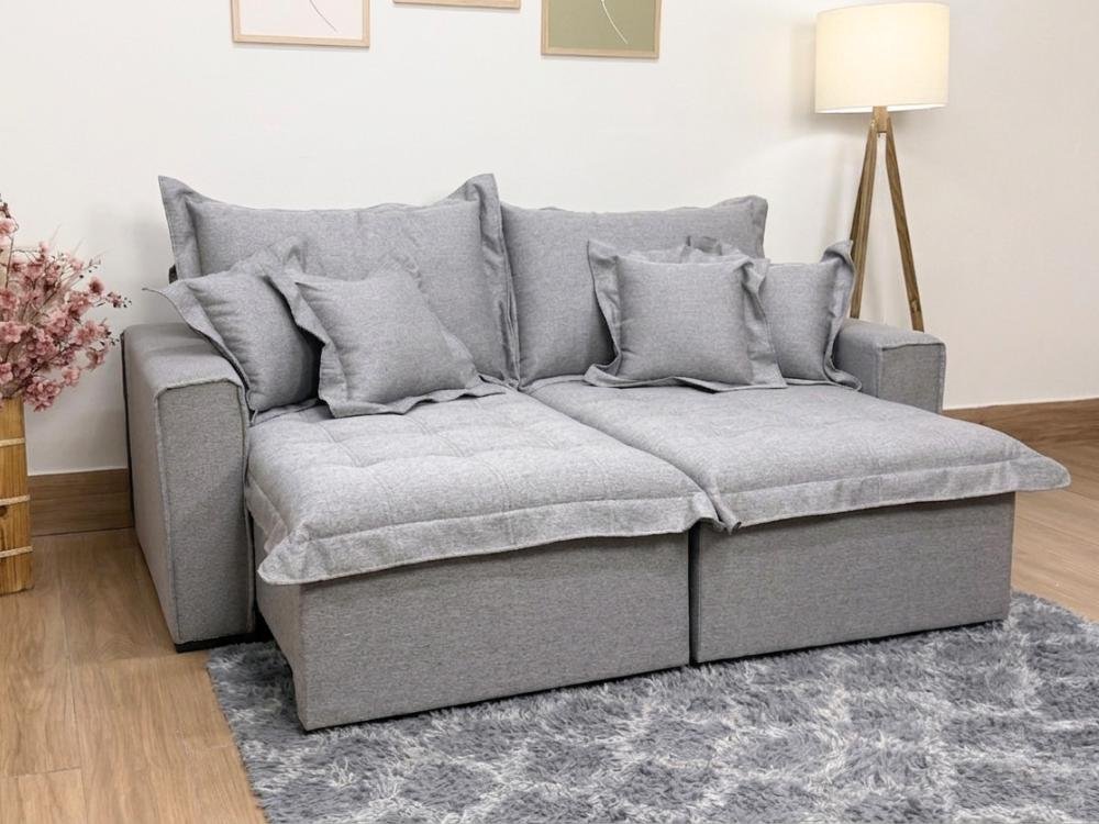 Sofá Cama Retrátil Reclinável Bolt 2.80m Mod.120 - Cinza Linho