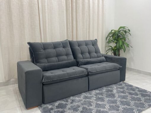 Sofá Retrátil Reclinável Small 2.30m - Cinza Veludão - Imagem 4