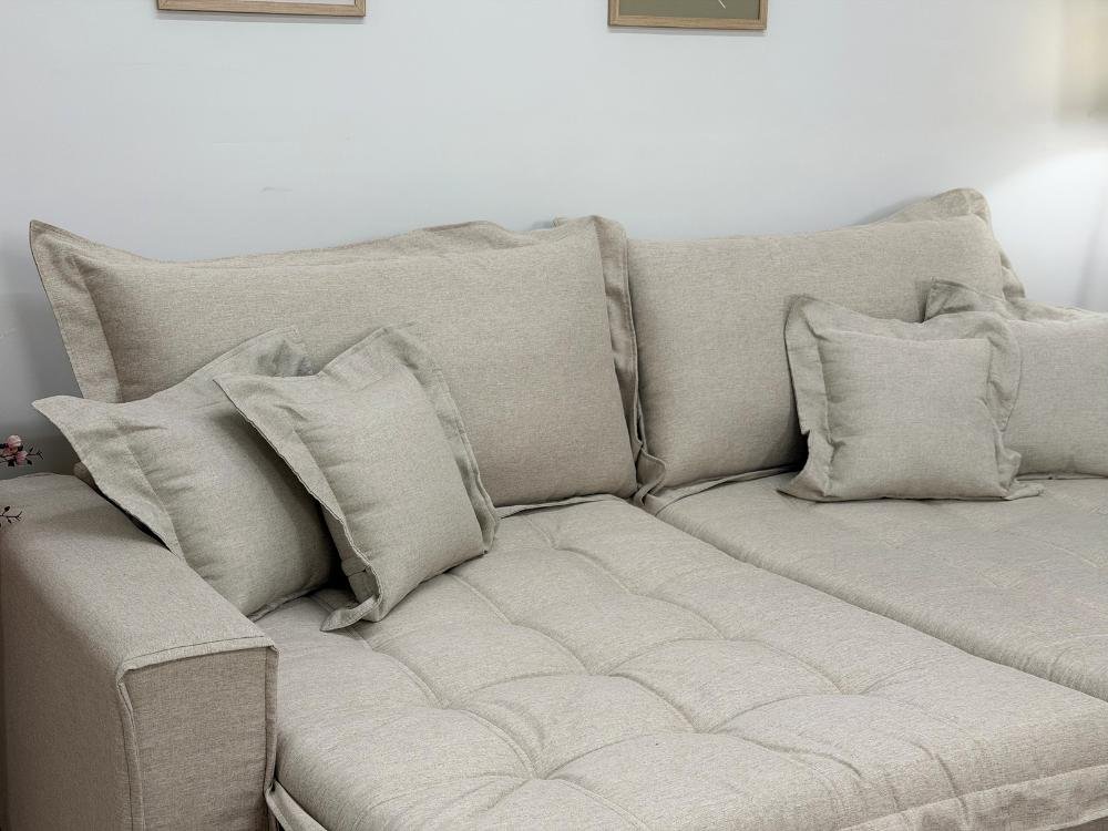 Sofá Cama Retrátil Reclinável Bolt 2.80m Mod.120 - Bege Linho - Imagem 7