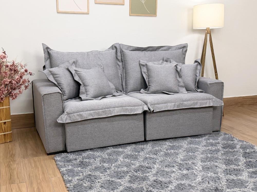 Sofá Cama Retrátil Reclinável Bolt 2.80m Mod.120 - Cinza Linho - Imagem 3