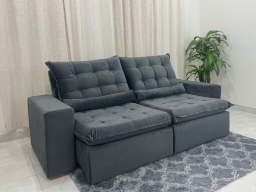 Sofá Retrátil Reclinável Small 2.00m - Cinza Veludão