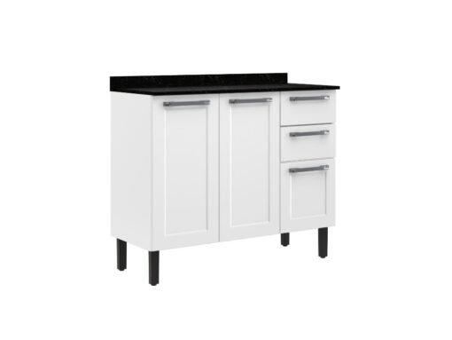Balcão de Cozinha Florença Aço 1,05 - Branco
