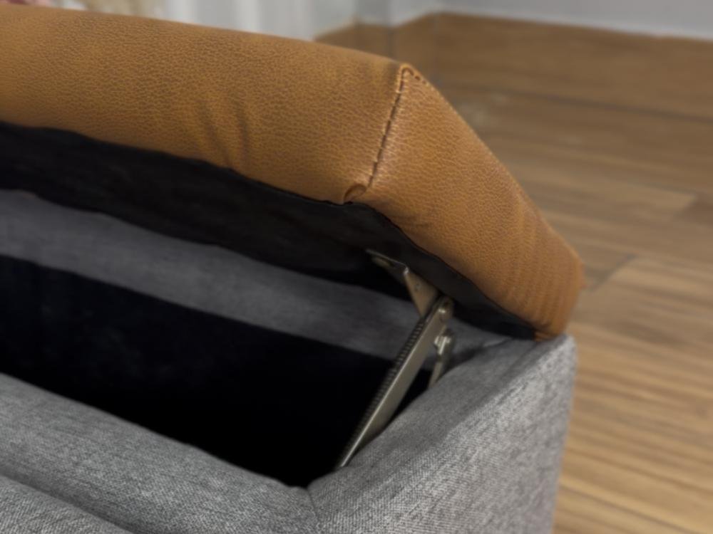 Sofa Cama Anis 1.60m - Cinza Linho/Marrom Courino - Imagem 9