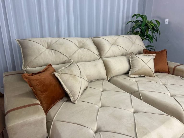 Sofá Retrátil Reclinável Pleno 2.30m - Bege Veludo - Imagem 4
