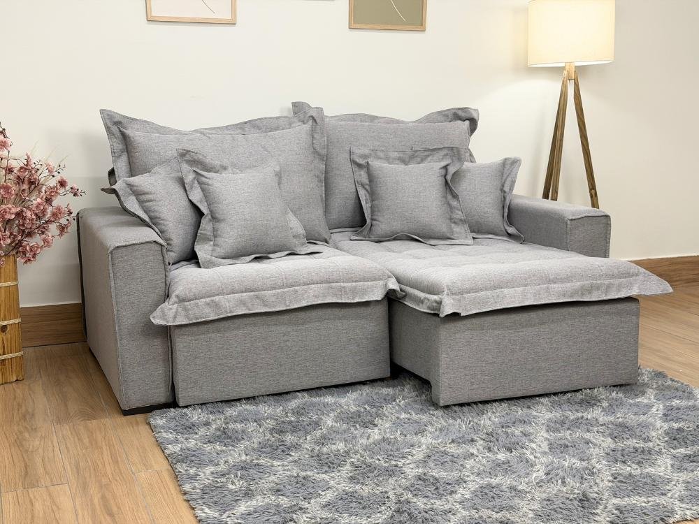 Sofá Cama Retrátil Reclinável Bolt 2.80m Mod.120 - Cinza Linho - Imagem 2