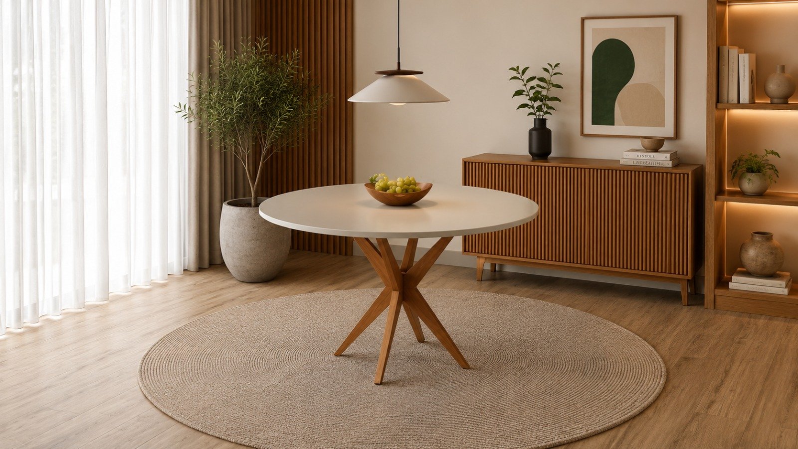 Mesa de Jantar Vegas Circular 1.10x1.10m - Cinamomo/Off white