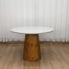 Mesa de Jantar Paris Circular c/Vidro 1.10x1.10 - Cinamomo/Off White