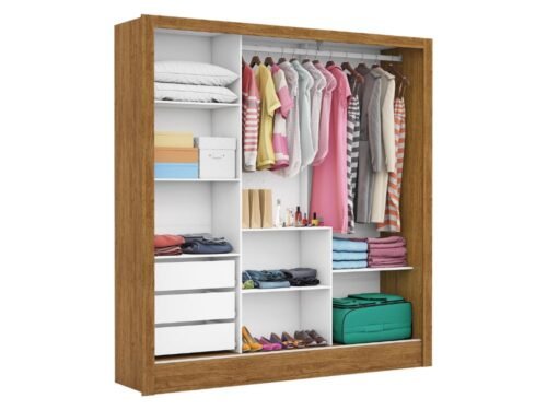 Guarda-Roupa Dubai Premium c/ espelho 3 portas e 3 gavetas - Cinamomo - Imagem 2
