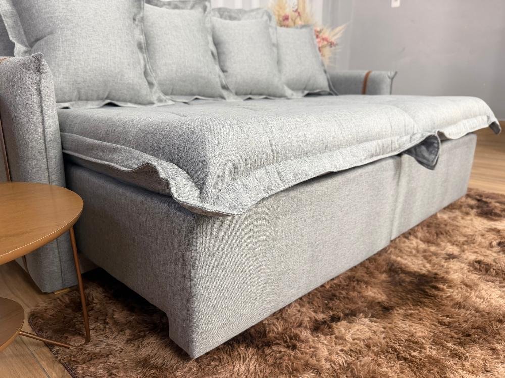 Sofá Cama Retrátil Caixa Zero Munique 2.00m - Cinza Linho - Imagem 10