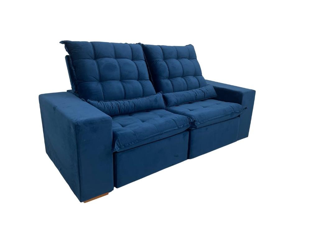 Sofá Retrátil Reclinável Small 2.00m - Azul Veludão - Imagem 7