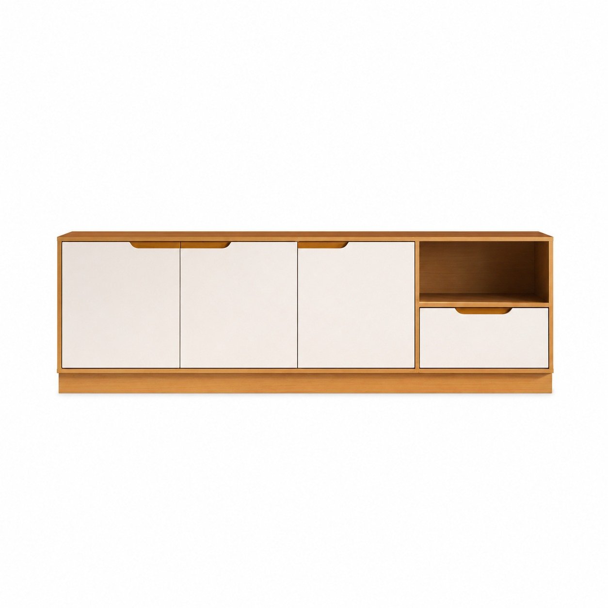 Torre Modular c/ Led Vidro reflecta + Bancada Tucumã + Painel Slim c/Prateleira 55" e Led 2.16m - Nature/Off White - Imagem 4