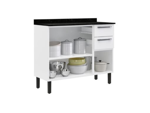 Balcão de Cozinha Florença Aço 1,05 - Branco - Imagem 2