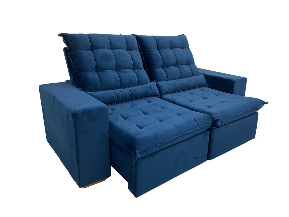 Sofá Retrátil Reclinável Small 2.00m - Azul Veludão - Imagem 10