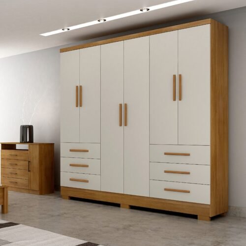 Guarda-Roupa Encant 6 Portas 6 Gavetas c/Pés 1.80m - Cumaru/Fendi