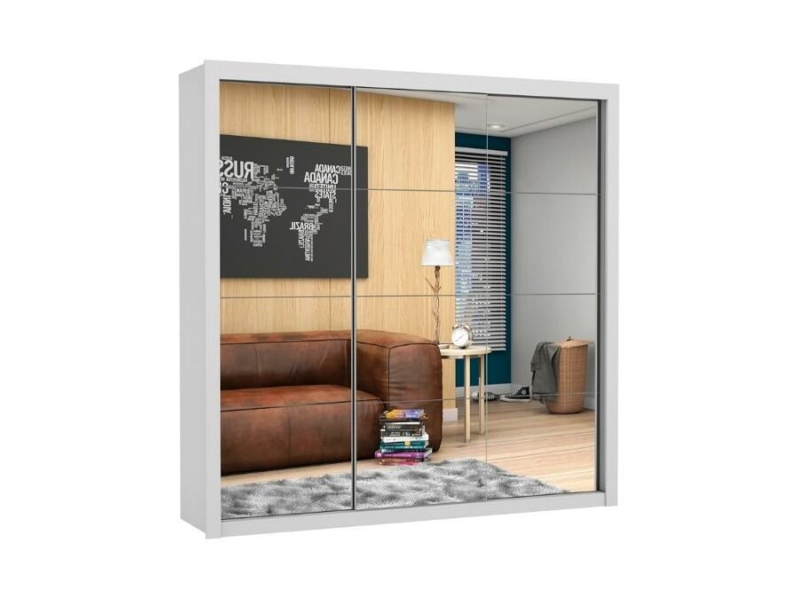 Guarda-Roupa Veneza Gold c/ espelho 3 portas e 4 gavetas - Branco