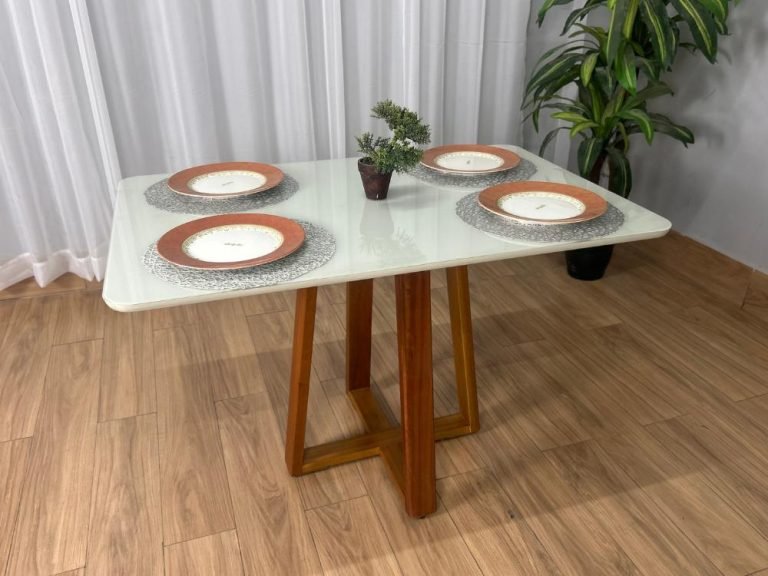 Mesa de Jantar Bali 90x0.90 - Mel/Off White - Imagem 2