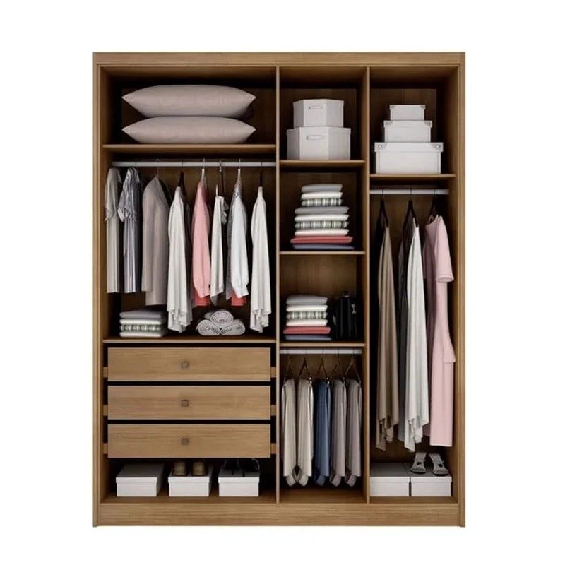 Modulado Guarda-Roupa Rizon Moderni 4 Portas 3 Gavetas 1.59m - Cumaru/Fendi - Imagem 2