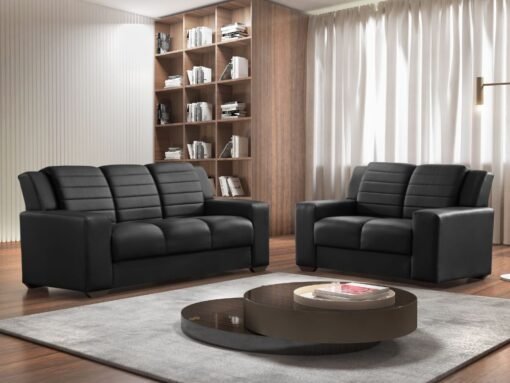 Sofá 2x3 Lugares Ref.270 - Preto Courino
