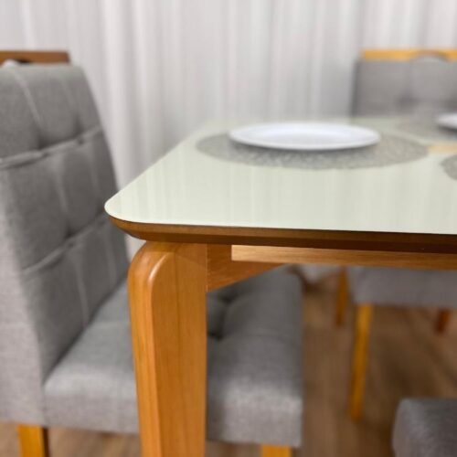 Alternative view of Mesa de Jantar Veneza 1.20x0.80 c/4 Cadeiras Londres - Cinamomo/Off White/ Cinza Linho