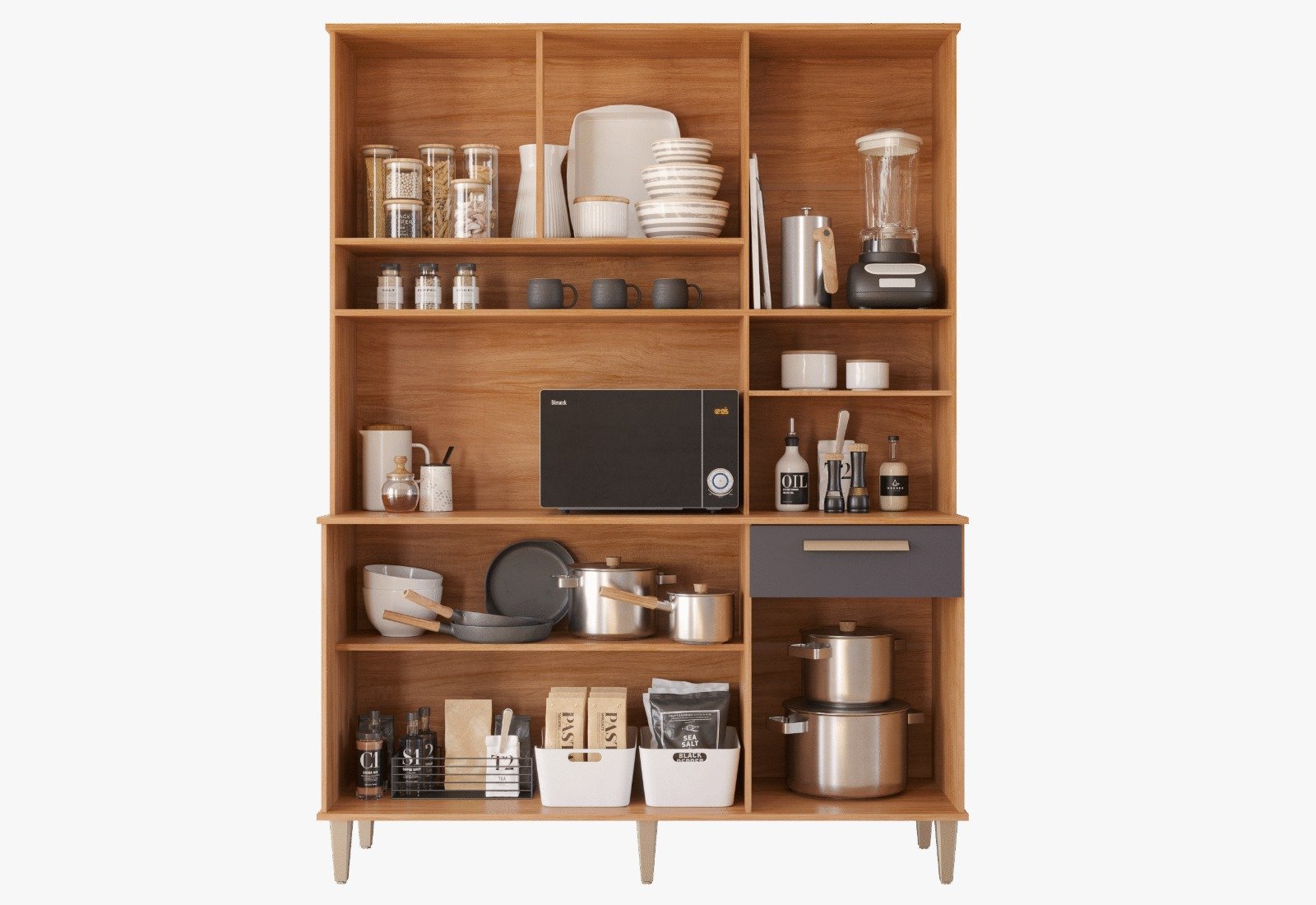 Kit de Cozinha Mila 6 Portas 1 Gaveta 1.51m - Cinamomo/Off White - Imagem 2