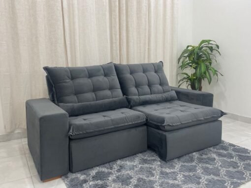 Sofá Retrátil Reclinável Small 2.00m - Cinza Veludão - Imagem 8