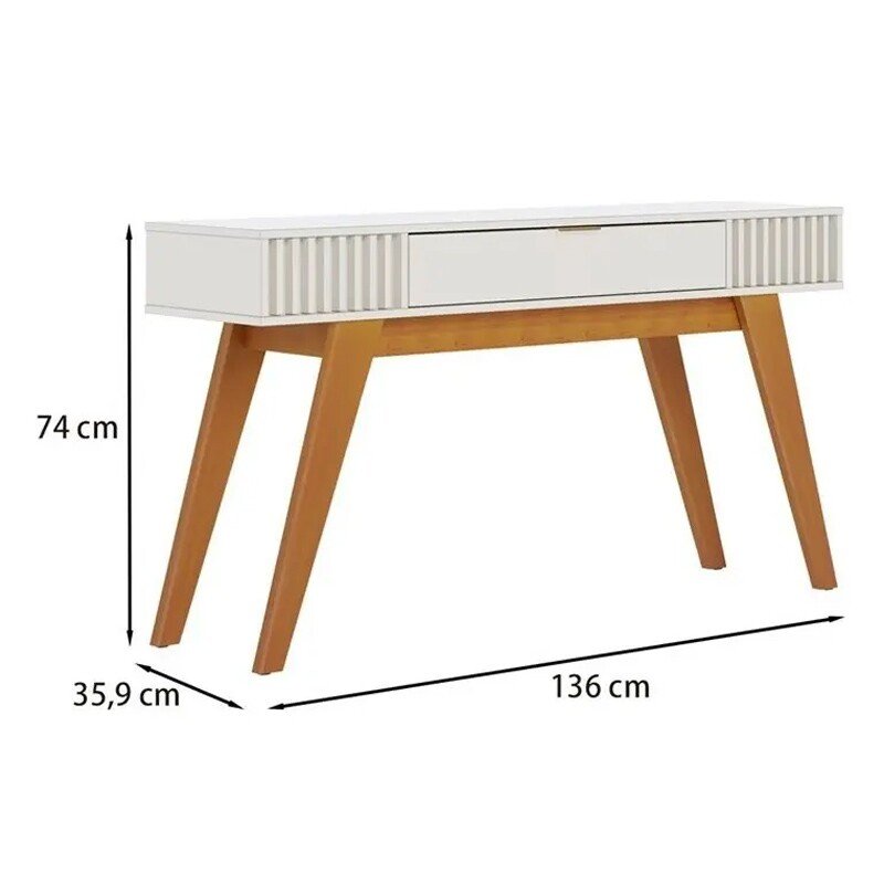 Aparador 1,36m Riviera Off White com 1 Gaveta e Detalhe Ripado - Colibri - Imagem 2