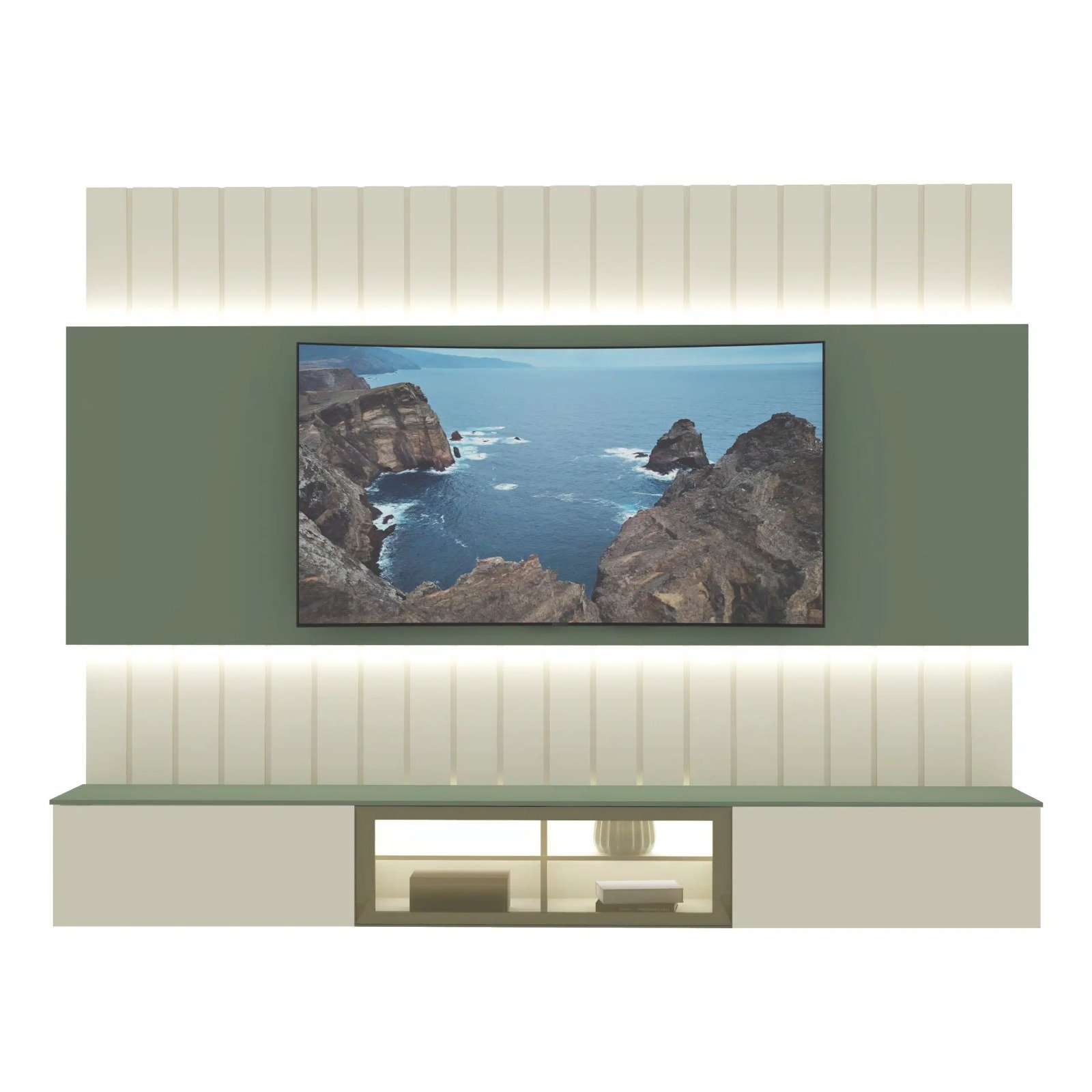 Home Suspenso Soberano Reflecta Ripado c/Led - Off White/Verde - Imagem 3