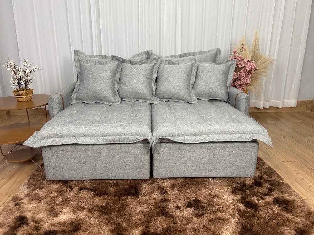 Sofá Cama Retrátil Caixa Zero Munique 2.00m - Cinza Linho - Imagem 5