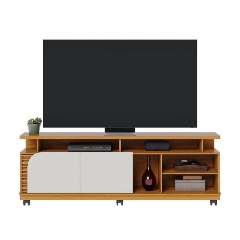 Rack Bancada 1,80m Jurerê Naturale/Off White Mate para TV até 75" - Colibri - Imagem 2