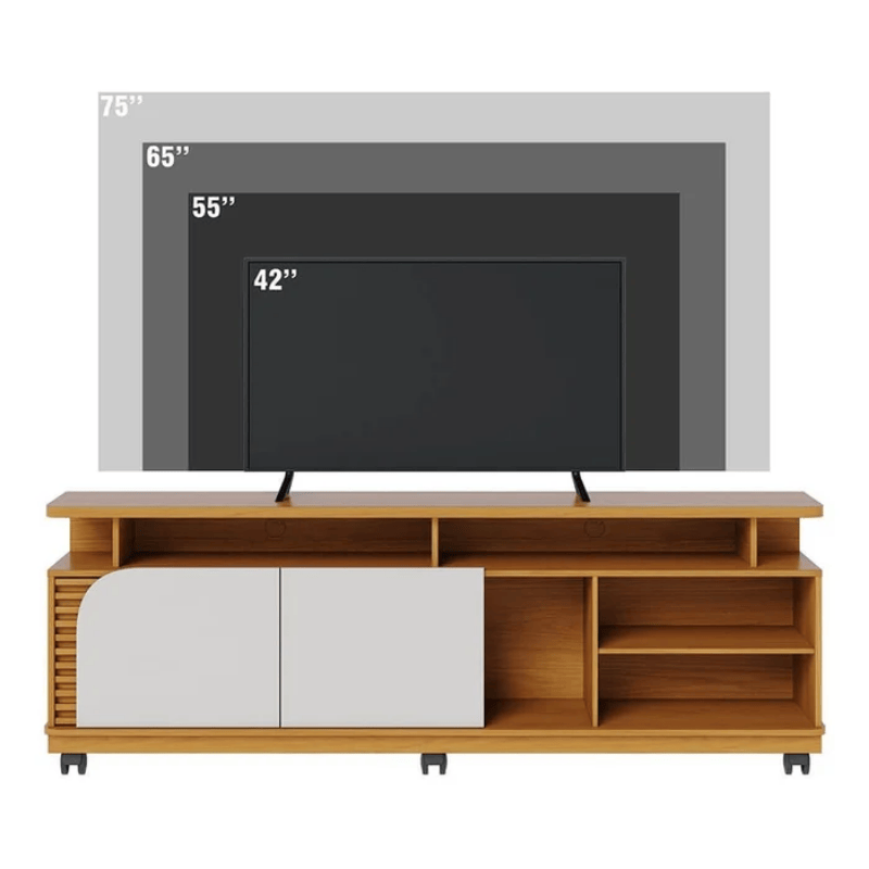 Rack Bancada 1,80m Jurerê Naturale/Off White Mate para TV até 75" - Colibri - Imagem 3