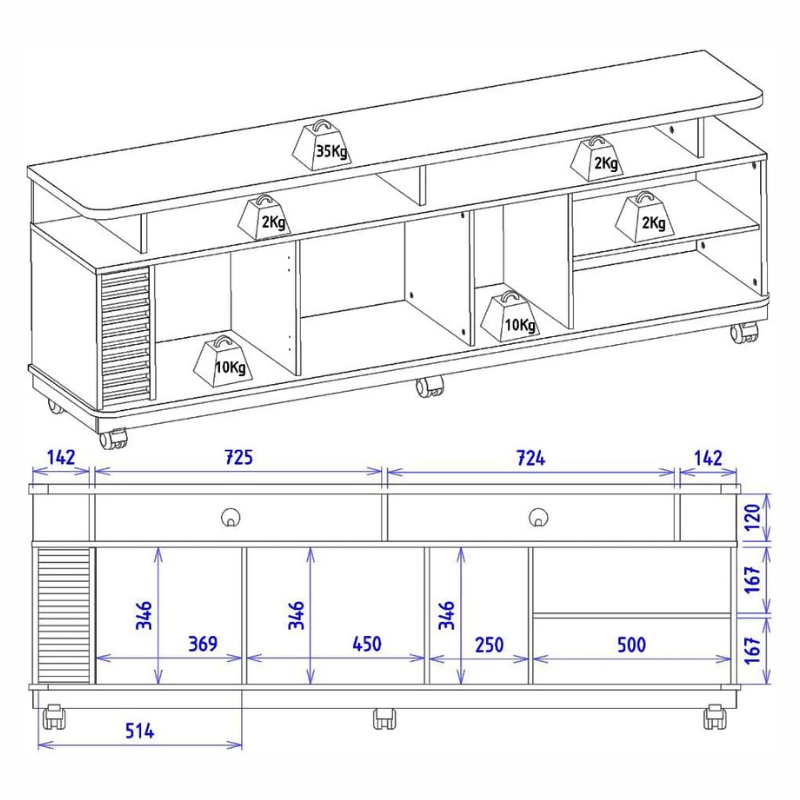 Rack Bancada 1,80m Jurerê Naturale/Off White Mate para TV até 75" - Colibri - Imagem 4