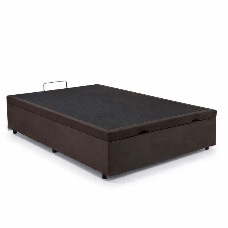 Base Box Baú Casal Confort Sued Marrom Blindado 138x188x45 cm - Issacar - Imagem 2