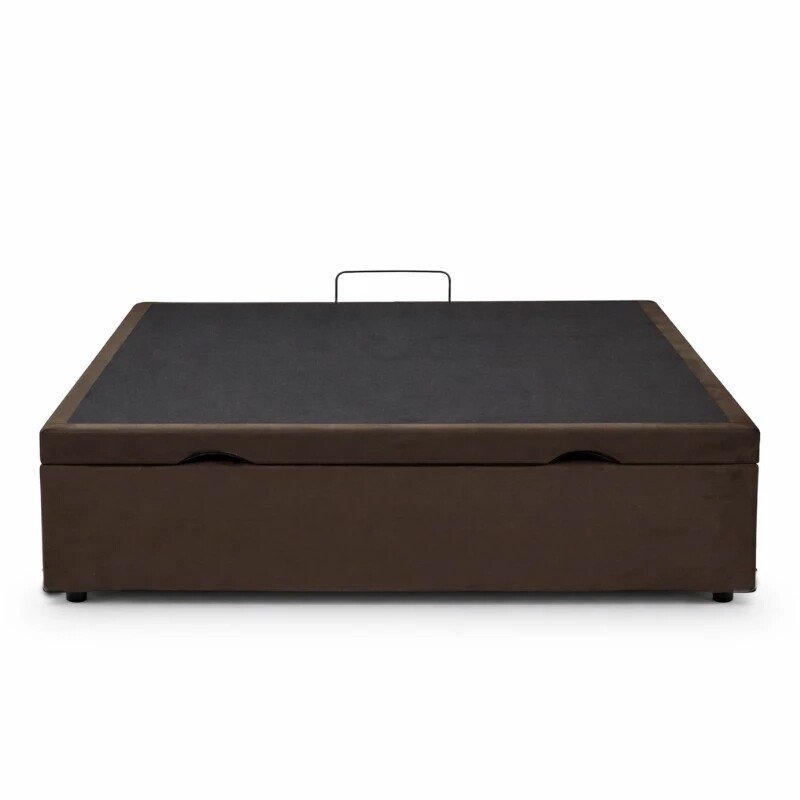 Base Box Baú Casal Confort Sued Marrom Blindado 138x188x45 cm - Issacar - Imagem 3