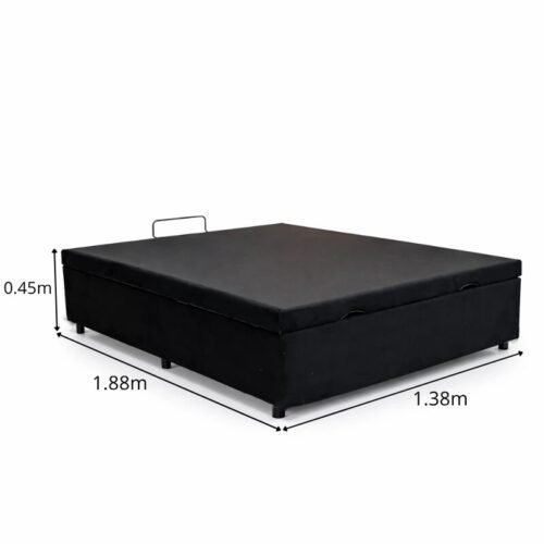 Alternative view of Base Box Baú Casal Confort Sued Preto Blindado 138x188x45 cm - Issacar