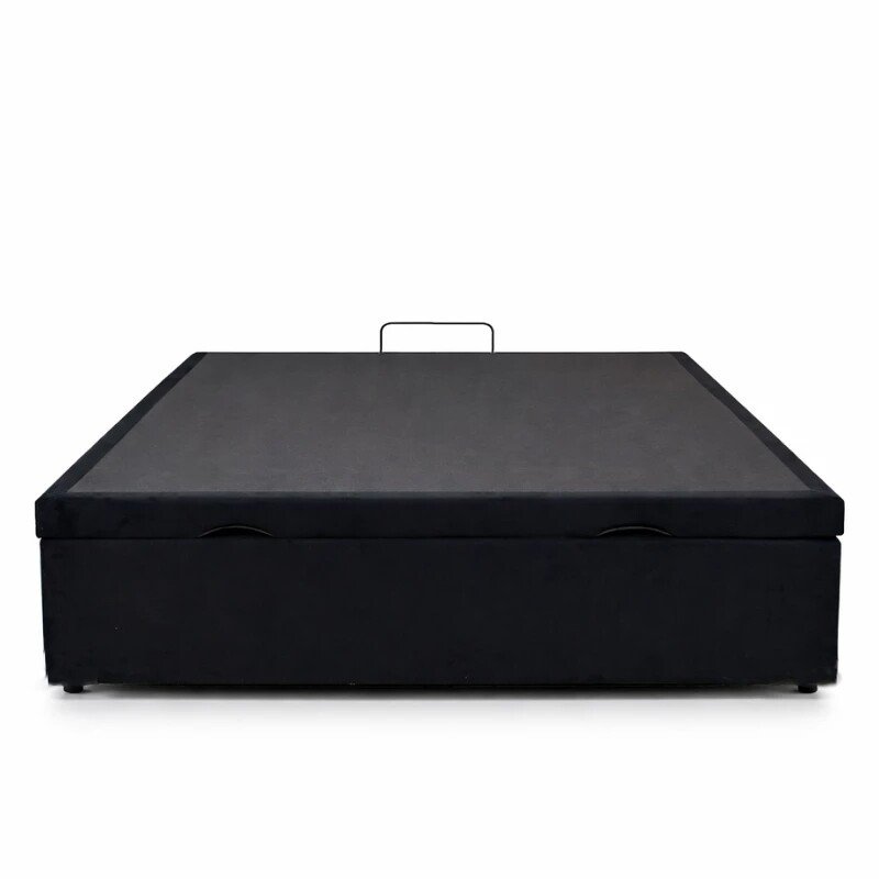 Base Box Baú Casal Confort Sued Preto Blindado 138x188x45 cm - Issacar - Imagem 5