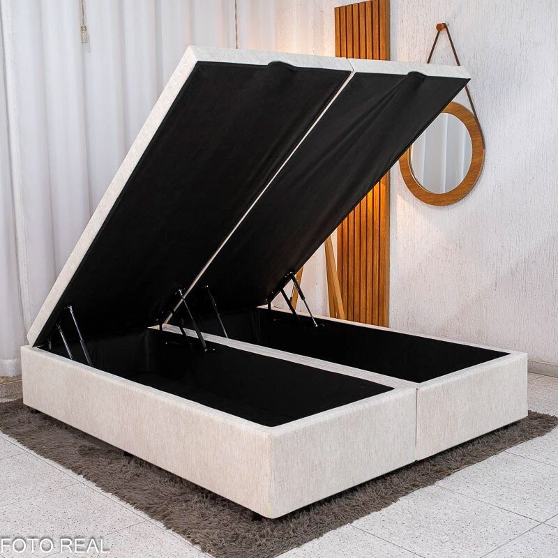 Base Box Baú Queen Confort Linhão Palha Blindado 158x198x45 cm - Issacar