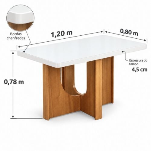 Alternative view of Base Mesa de Jantar Dora 120x80 Vidro Off Base MDF Cinamomo - Valdemóveis