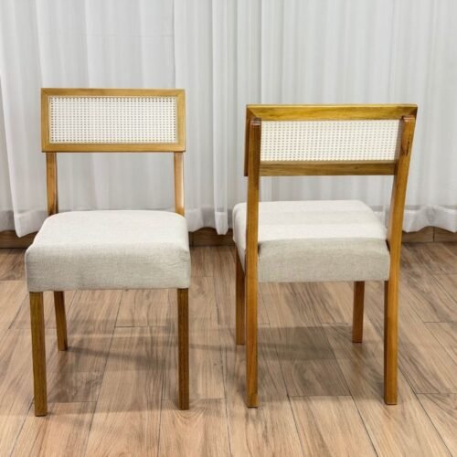 Conjunto Cadeiras Roma 2 unidades - Mel Ratam/Bege Linho