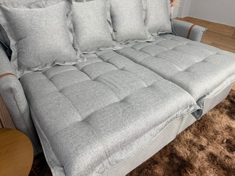 Sofá Cama Retrátil Caixa Zero Munique 2.00m - Cinza Linho - Imagem 9