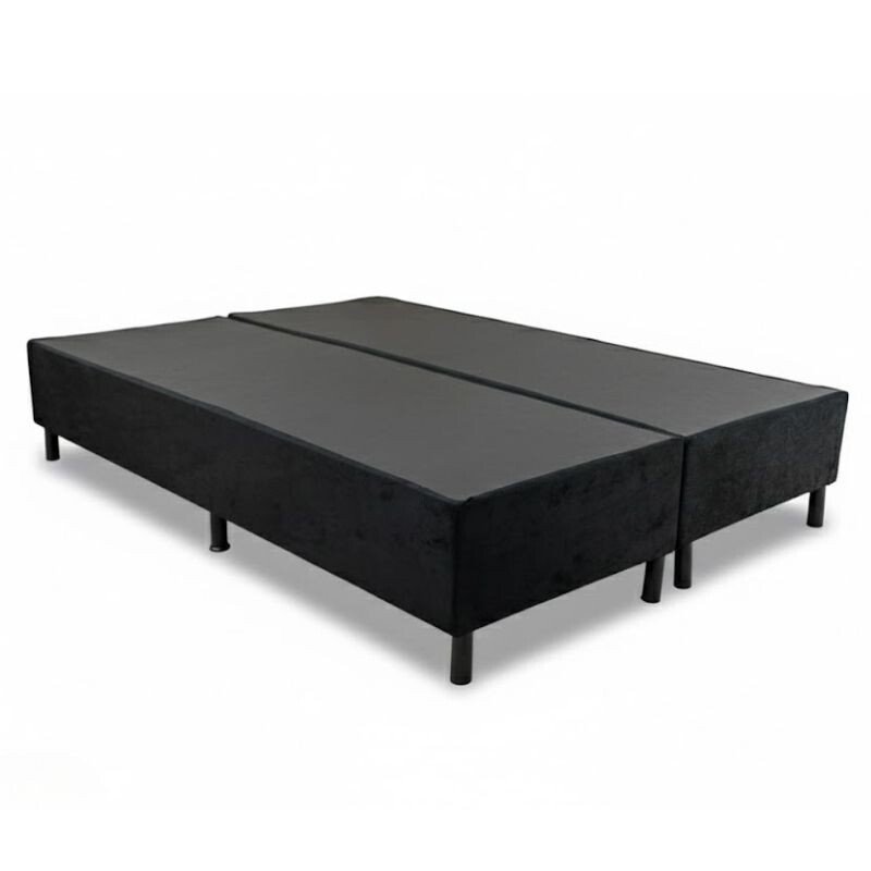 Base Box Casal Bipartida Sued Preto 138x188x37 cm - Ortobel