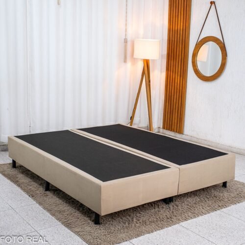 Base Box Queen Sued Bege 158x198x37 cm - Ortobel