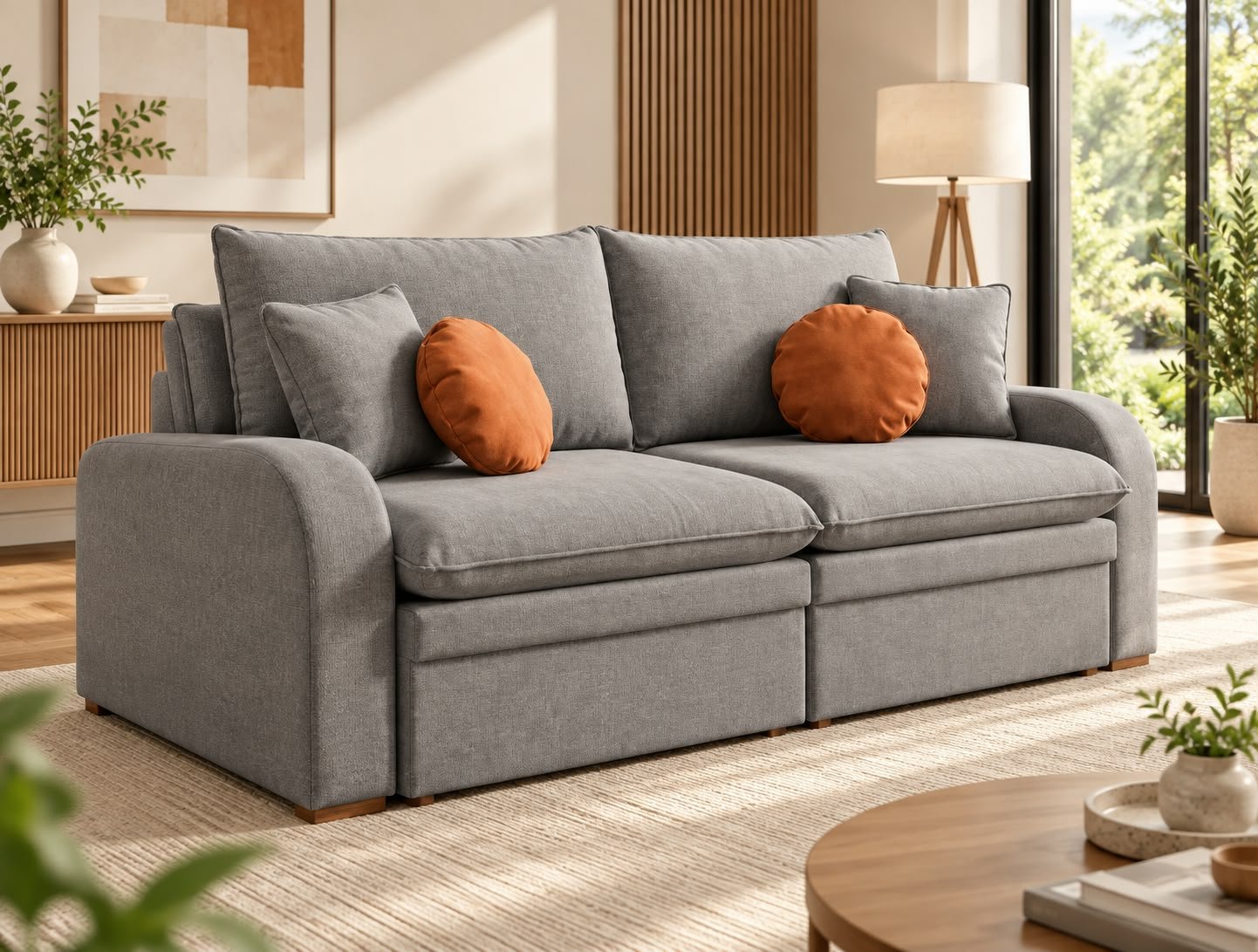 Sofá Cama Retrátil Reclinável Baú Anabela 2,10m - Cinza Linho