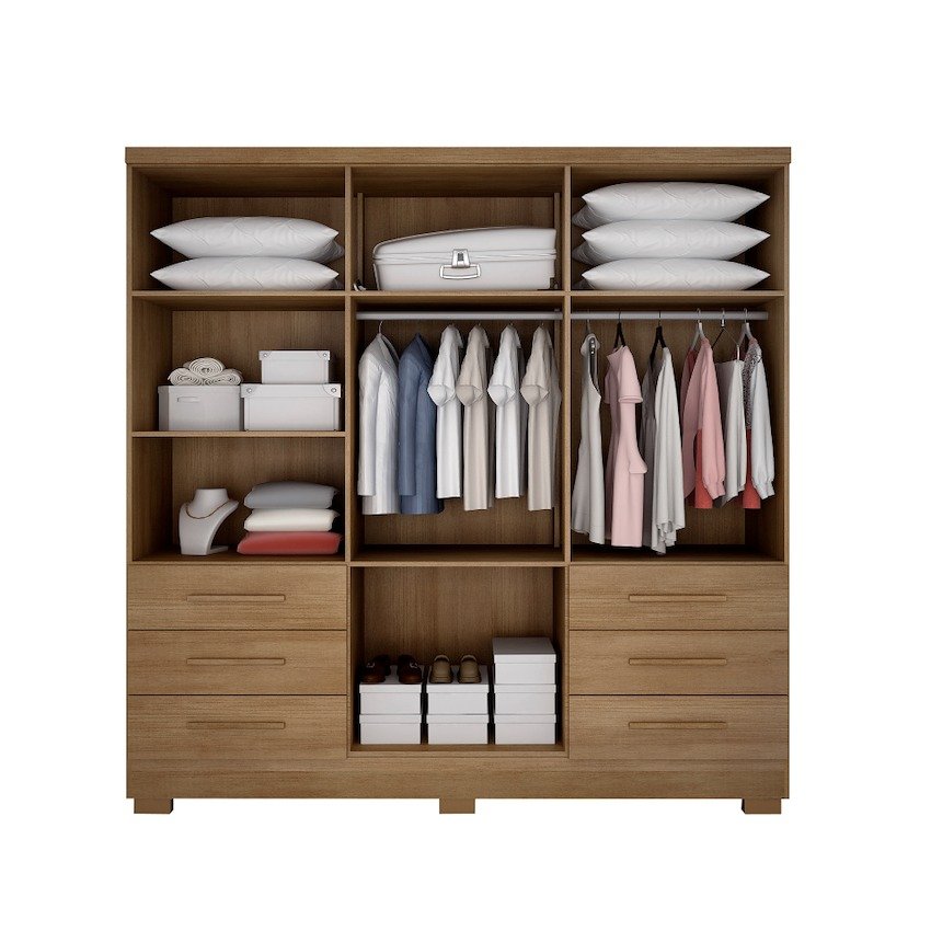 Guarda-Roupa Encant 6 Portas 6 Gavetas c/Pés 1.80m - Cumaru/Fendi - Imagem 2