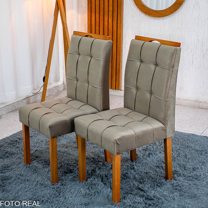 Mesa de Jantar Athenas 120x80 Amêndoa Clean Tampo Maciço Lopas + 4 Cadeiras Londres Veludo Avelã Minas Plac - Entregue Montada - Imagem 9