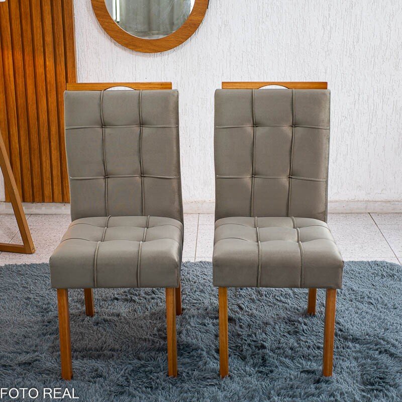 Mesa de Jantar Athenas 120x80 Amêndoa Clean Tampo Maciço Lopas + 4 Cadeiras Londres Veludo Avelã Minas Plac - Entregue Montada - Imagem 10