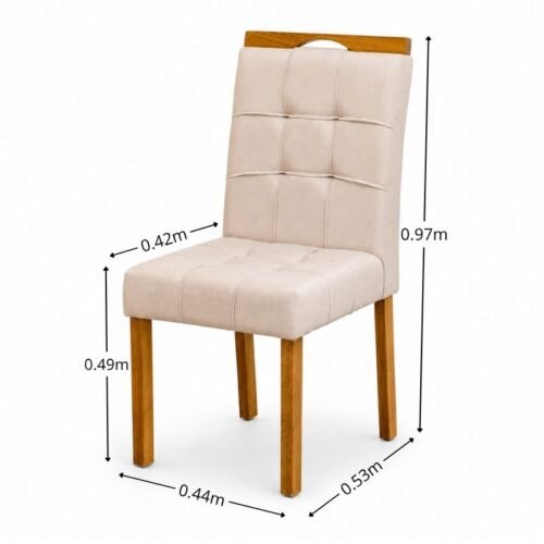 Alternative view of Caixa 2 Cadeiras Sophia Linho Bege 200 Estrutura Madeira WM Decor - Entregue Montada
