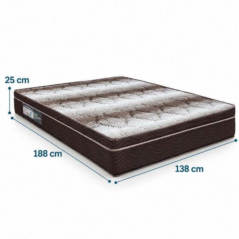 Cama Casal Esmeralda Plus Cinamomo/Off - D Doro + Mesa de Cabeceira New Athos Cinamomo/Off com 2 Gavetas - D Doro + Colchão Casal Ortopédico Light Ortobom 138x188x25 cm | Suporta até 260kg - Imagem 9