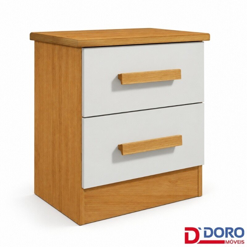 Cama Casal Esmeralda Plus Cinamomo/Off - D Doro + Mesa de Cabeceira New Athos Cinamomo/Off com 2 Gavetas - D Doro + Colchão Casal Ortopédico Light Ortobom 138x188x25 cm | Suporta até 260kg - Imagem 7