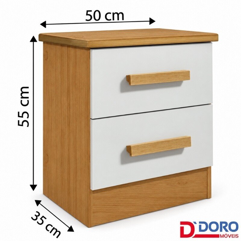 Cama Casal Esmeralda Plus Cinamomo/Off - D Doro + Mesa de Cabeceira New Athos Cinamomo/Off com 2 Gavetas - D Doro + Colchão Casal Ortopédico Light Ortobom 138x188x25 cm | Suporta até 260kg - Imagem 10